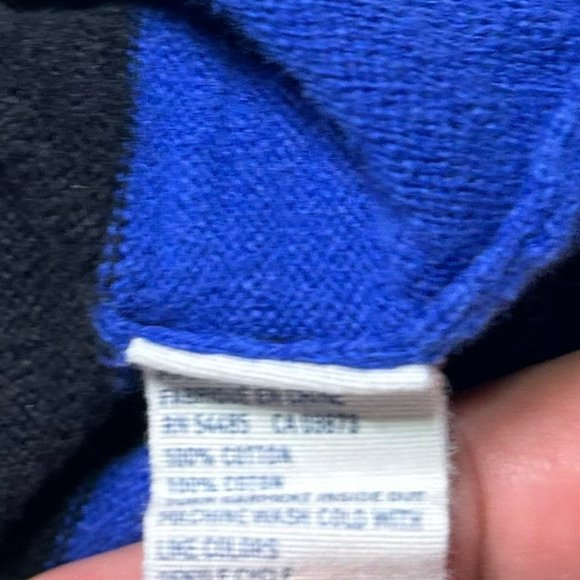 American Eagle Sweater Mens Large V Neck Colorblock Blue Black Long Sleeve - Picture 8 of 8